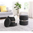 Techni Mobili Modern Fabric Storage Ottoman in Gray/Brushed Silver