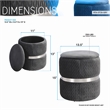 Techni Mobili Modern Fabric Storage Ottoman in Gray/Brushed Silver