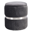 Techni Mobili Modern Fabric Storage Ottoman in Gray/Brushed Silver