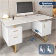 Techni Mobili Wood Desk for Office with Drawers & Storage in White and Gold