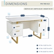 Techni Mobili Wood Desk for Office with Drawers & Storage in White and Gold