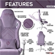 Techni Mobili Modern Sport Velvet Fabric Gaming Chair in Purple