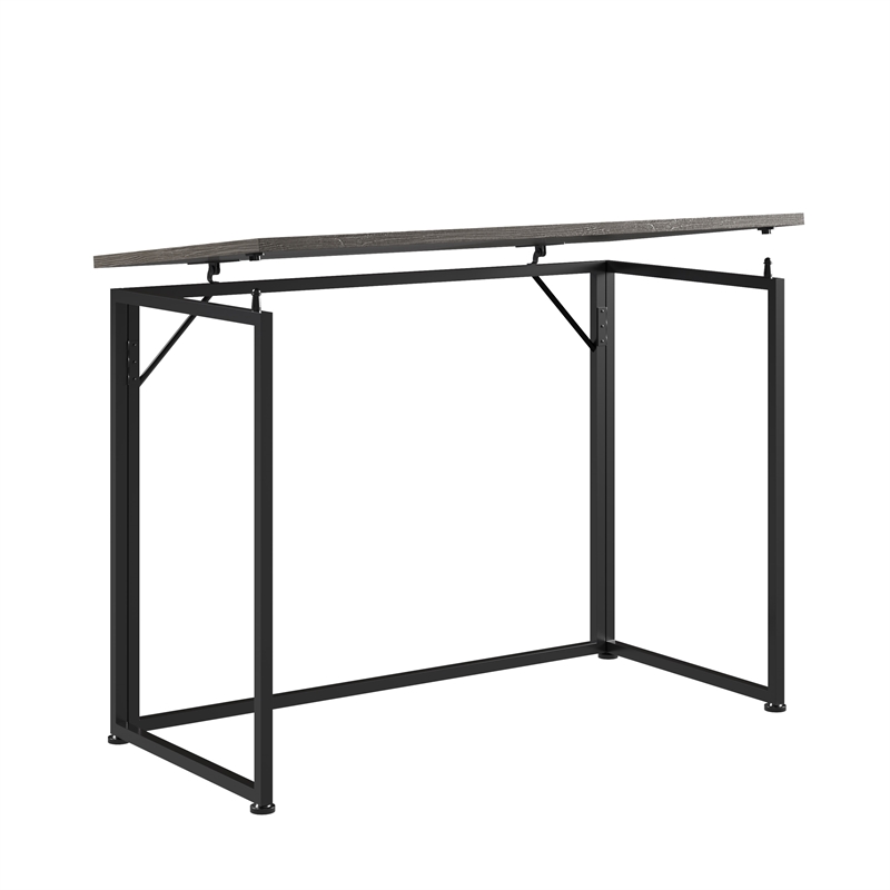 Techni Mobili Modern Wood & Steel Metal Folding Desk in Gray/Black