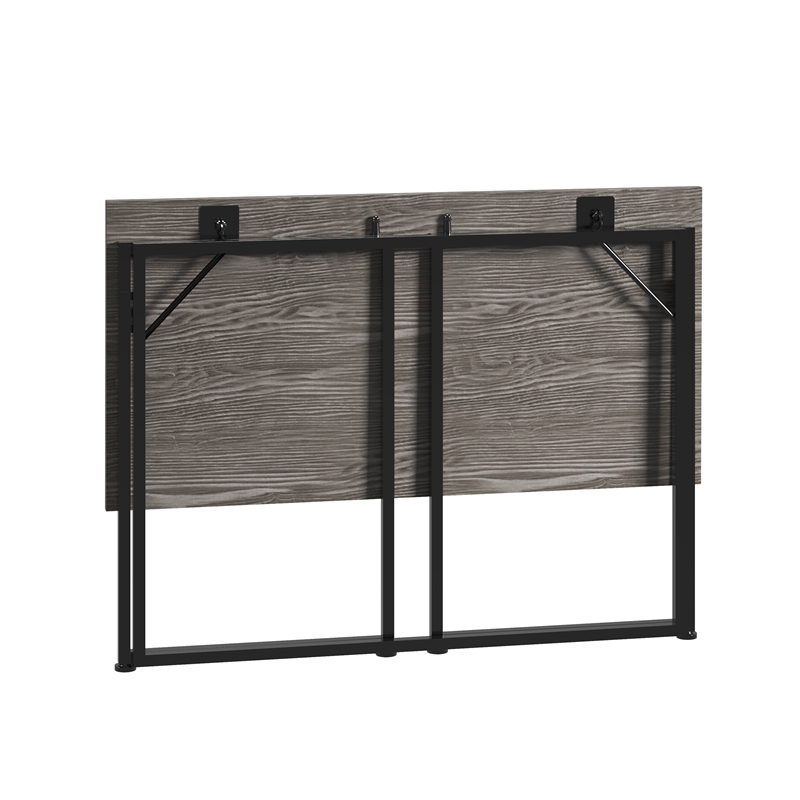 Techni Mobili Modern Wood & Steel Metal Folding Desk in Gray/Black