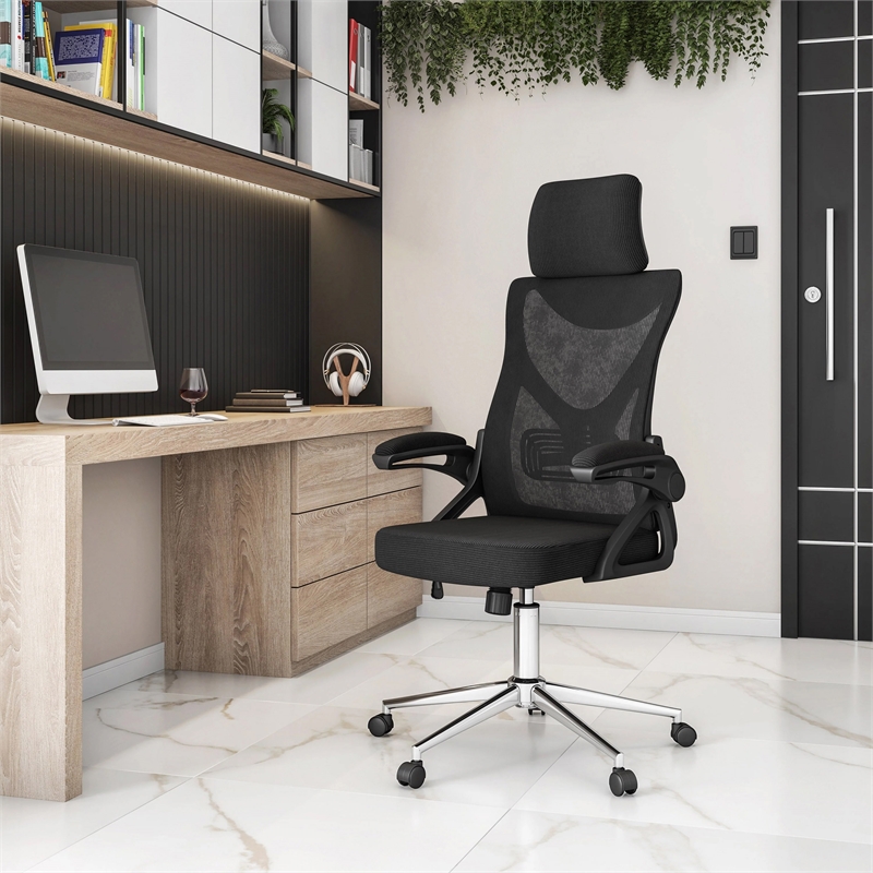 Techni Mobili Modern Mesh & Plastic Essential Ergonomic Office Chair in Black