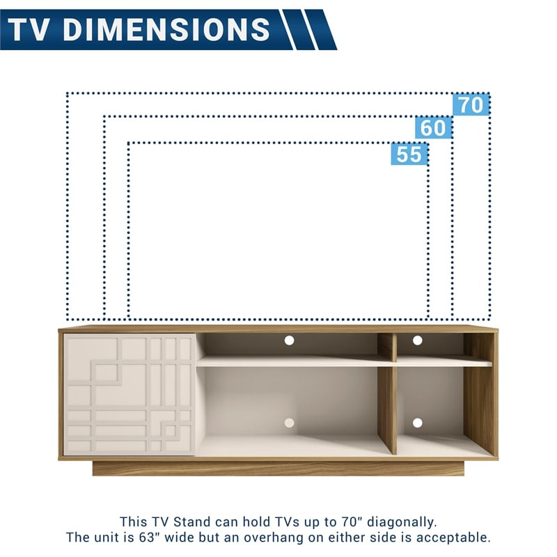 Techni Mobili Particle Board Wood TV Stand with Storage for TVs up to 70