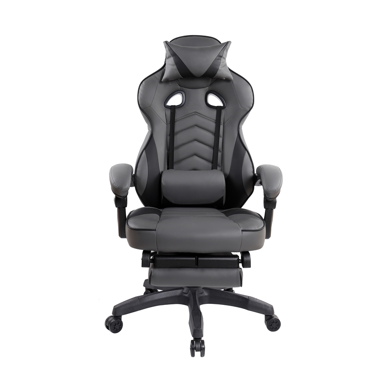 Techni Mobili Reclining PU Leather Executive Lumbar Support Office Chair Grey