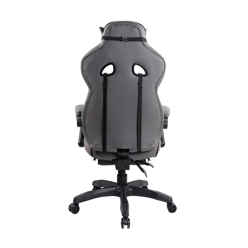 Techni Mobili Reclining PU Leather Executive Lumbar Support Office Chair Grey