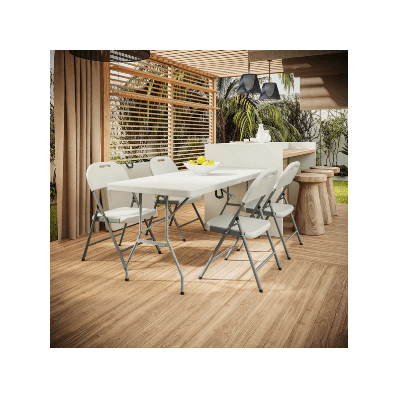 Techni Home 6 FT Granite White Folding Table