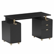 Techni Mobili Executive Desk with 3 Drawers and Cabinet - Black and Gold