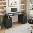 Techni Mobili Executive Desk with 3 Drawers and Cabinet - Black and Gold