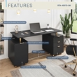 Techni Mobili Executive Desk with 3 Drawers and Cabinet - Black and Gold