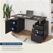Techni Mobili Executive Desk with 3 Drawers and Cabinet - Black and Gold