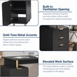 Techni Mobili Executive Desk with 3 Drawers and Cabinet - Black and Gold