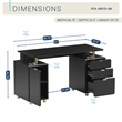 Techni Mobili Executive Desk with 3 Drawers and Cabinet - Black and Gold