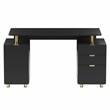 Techni Mobili Executive Desk with 3 Drawers and Cabinet - Black and Gold