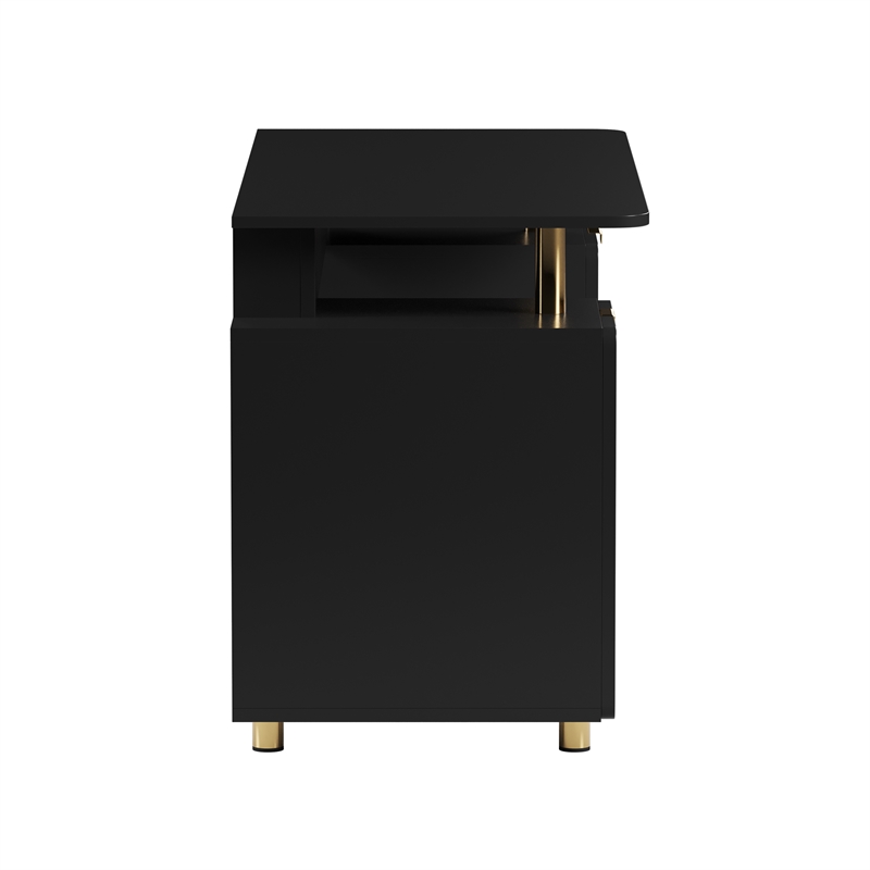 Techni Mobili Executive Desk with 3 Drawers and Cabinet - Black and Gold