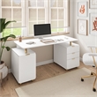Techni Mobili Executive Desk with 3 Drawers and Cabinet - White and Gold