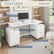 Techni Mobili Executive Desk with 3 Drawers and Cabinet - White and Gold