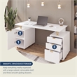 Techni Mobili Executive Desk with 3 Drawers and Cabinet - White and Gold