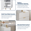 Techni Mobili Executive Desk with 3 Drawers and Cabinet - White and Gold