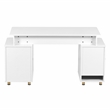 Techni Mobili Executive Desk with 3 Drawers and Cabinet - White and Gold
