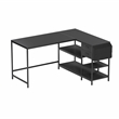 Techni Mobili L-Shaped Desk with Drawers - Shelves and Organizer - Black