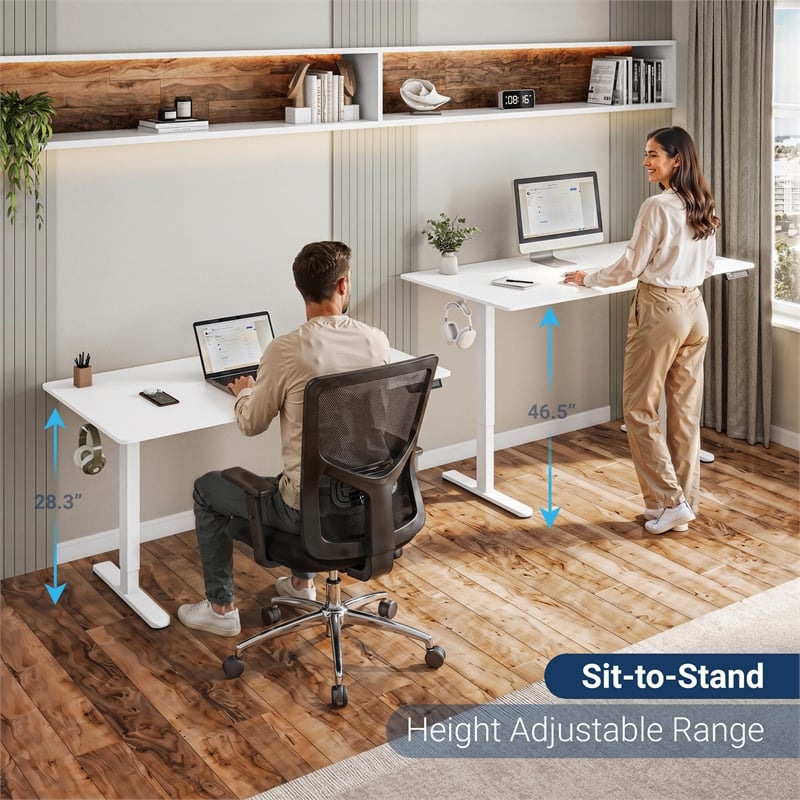Techni Mobili 47.25in. W Electric Standing Desk - White
