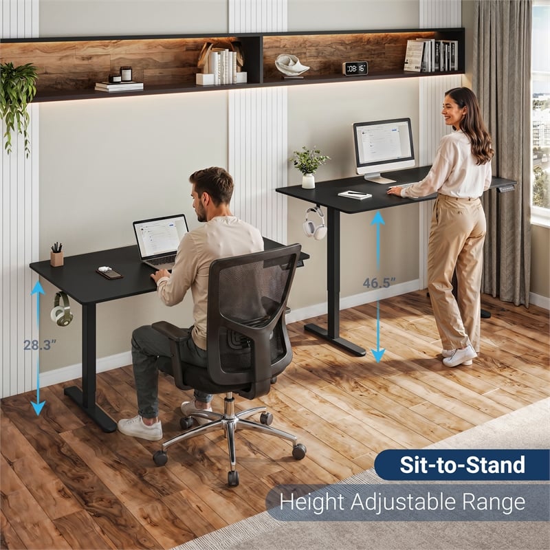 Techni Mobili 47.25in. W Electric Standing Desk - Black
