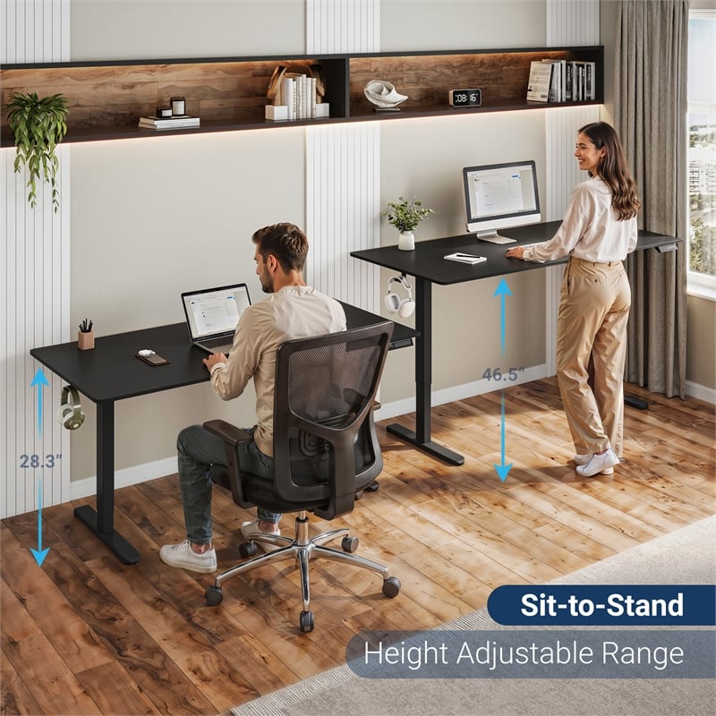 Techni Mobili 55in. W Electric Standing Desk - Black