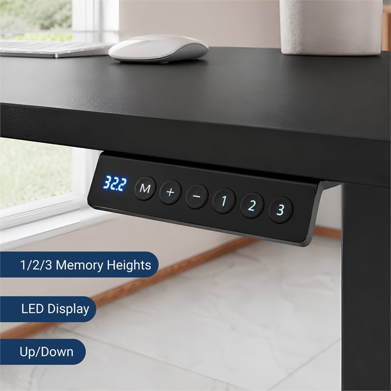 Techni Mobili 63in. W L-Shaped Electric Standing Desk - Black