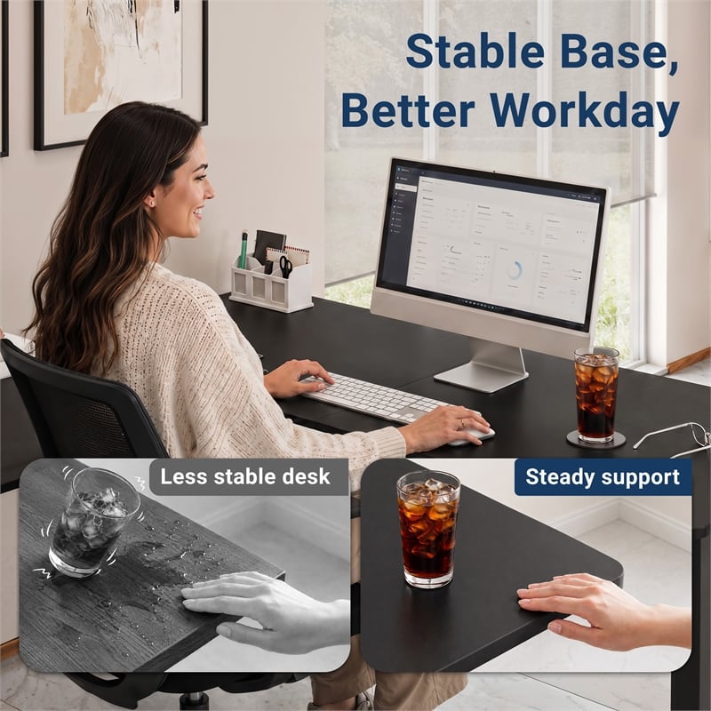 Techni Mobili 63in. W L-Shaped Electric Standing Desk - Black