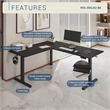 Techni Mobili 63in. W L-Shaped Electric Standing Desk - Black