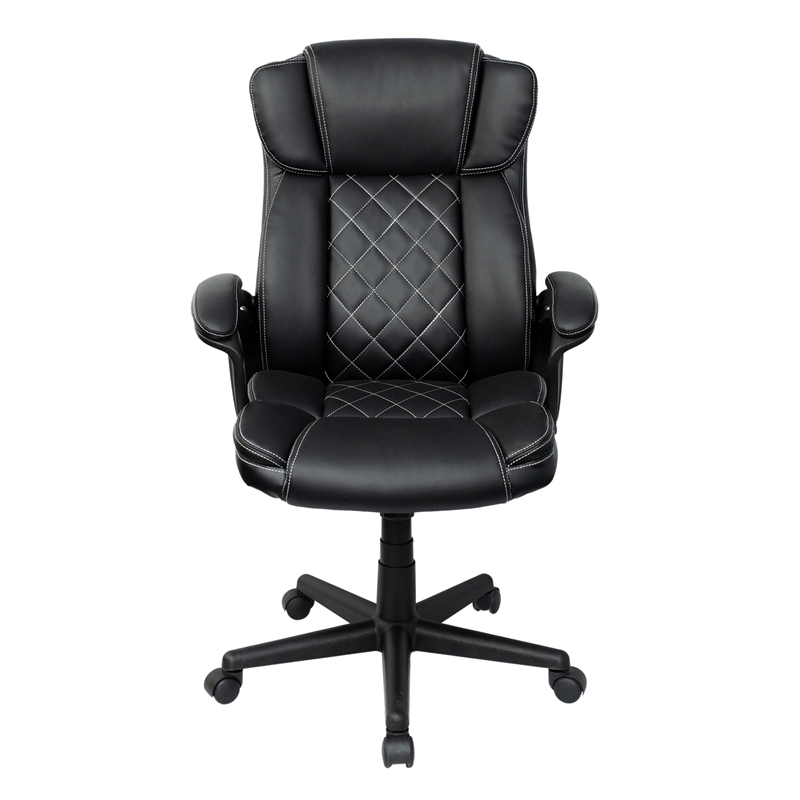 Techni Mobili High-Back Ergonomic Office Chair - Black Faux Leather
