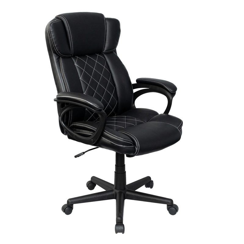 Techni Mobili High-Back Ergonomic Office Chair - Black Faux Leather