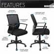 Techni Mobili Ergonomic Black Mesh Office Chair with Adjustable Height