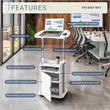 Techni Mobili White Rolling Laptop Cart - Adjustable Height Desk with Storage