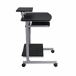 Techni Mobili Wood & Steel Compact Computer Cart with Storage in Graphite Gray