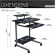Techni Mobili Wood & Steel Compact Computer Cart with Storage in Graphite Gray