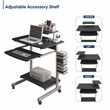 Techni Mobili Wood & Steel Compact Computer Cart with Storage in Graphite Gray