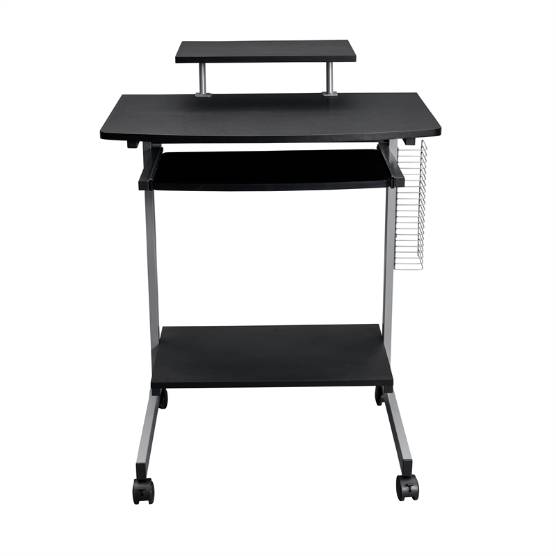 Techni Mobili Wood & Steel Compact Computer Cart with Storage in Graphite Gray