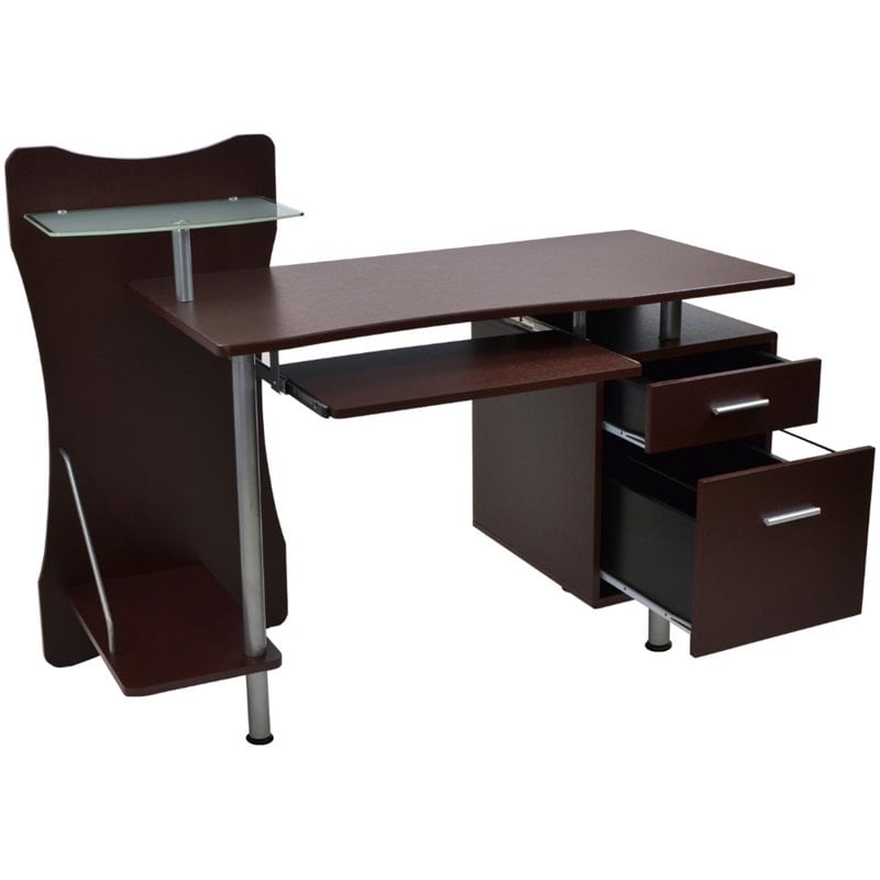 Techni Mobili Engineered Wood Computer Desk in Chocolate