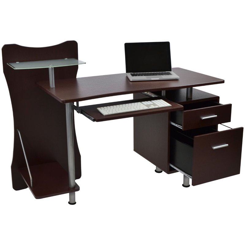 Techni Mobili Engineered Wood Computer Desk in Chocolate