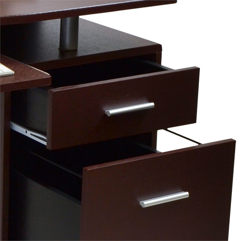Techni Mobili Engineered Wood Computer Desk in Chocolate