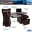 Techni Mobili Engineered Wood Computer Desk in Chocolate