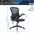 Techni Mobili Black Mesh Office Chair with Lumbar Support and Flip-Up Arms