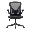 Techni Mobili Black Mesh Office Chair with Lumbar Support and Flip-Up Arms