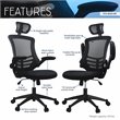 Techni Mobili Executive High Back Office Chair with Headrest in Black