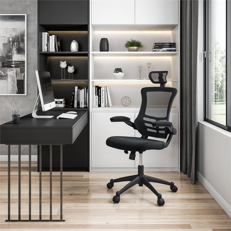 Techni Mobili Executive High Back Office Chair with Headrest in Black