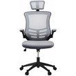 Techni Mobili Executive High Back Office Chair w/ Headrest in Silver Gray Fabric
